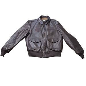 Saddlery Type A-2 Flight Jacket Mens 44L Brown Leather Cooper Sportswear 1988
